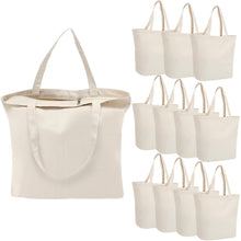 Segarty 6 Packs Canvas Tote Bag with Zipper, 16x13 inch Reusable Washable Grocery Shopping Bags with Handle Plain Canvas Totes for Women Teacher DIY Art Crafts Painting Embroidery Decoration