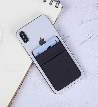 2Pack Adhesive Phone Pocket,Cell Phone Stick On Card Wallet Sleeve,Credit Cards/ID Card Holder(Double Secure) with Sticker for Back of iPhone,Android and All Smartphones-Black