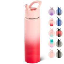 Fijinhom 18oz Insulated Stainless Steel Water Bottle with Straws, Double Wall Vacuum Insulated Bottles, Metal Thermo for Travel, Sports, Leak-Proof, BPA Free, Women & Men, Black