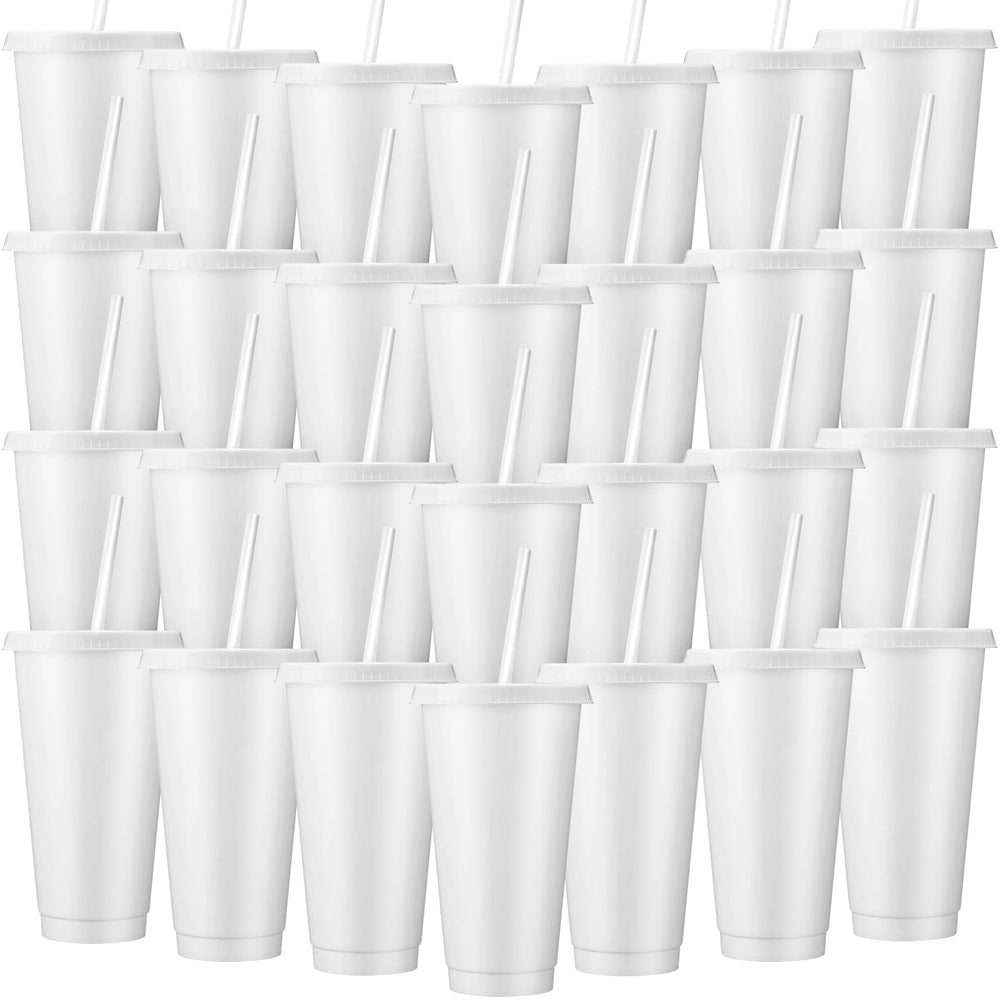 Honeydak 15 Pack Tumbler with Straw and Lid Bulk Cups for Gifts Water Bottle Iced Coffee Travel Mug Cup Reusable Plastic Tumblers for Party Birthdays 24-27 oz (Solid Color)