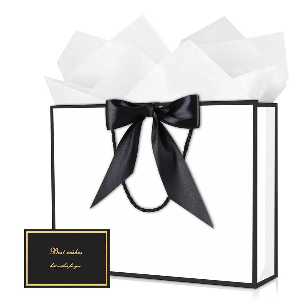 JMANNI Gift Bags with Handles, 13” Medium Gift Bag for Presents, 1 Pcs Bags with 2 Tissue Paper and 1 Cards for Graduation Baby Shower Wedding Fathers Day Mother's Day Birthday Party（champagne gold）