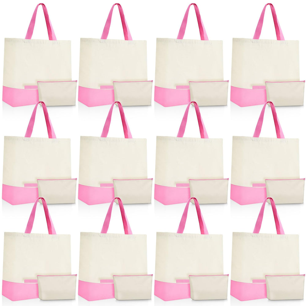 Sanwuta 24 Pcs Canvas Tote Bags Bulk 18.5" Cotton Cosmetic Bags Reusable Shopping Tote with Handles