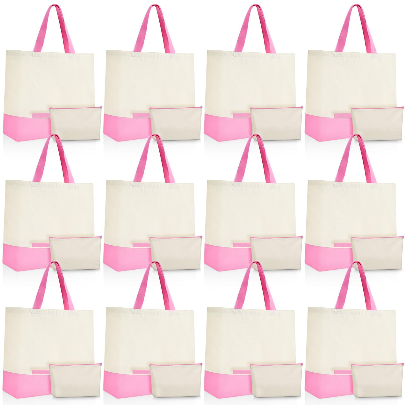 Sanwuta 24 Pcs Canvas Tote Bags Bulk 18.5" Cotton Cosmetic Bags Reusable Shopping Tote with Handles