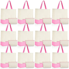 Sanwuta 24 Pcs Canvas Tote Bags Bulk 18.5" Cotton Cosmetic Bags Reusable Shopping Tote with Handles