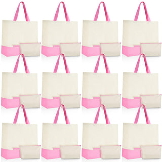 Sanwuta 24 Pcs Canvas Tote Bags Bulk 18.5" Cotton Cosmetic Bags Reusable Shopping Tote with Handles