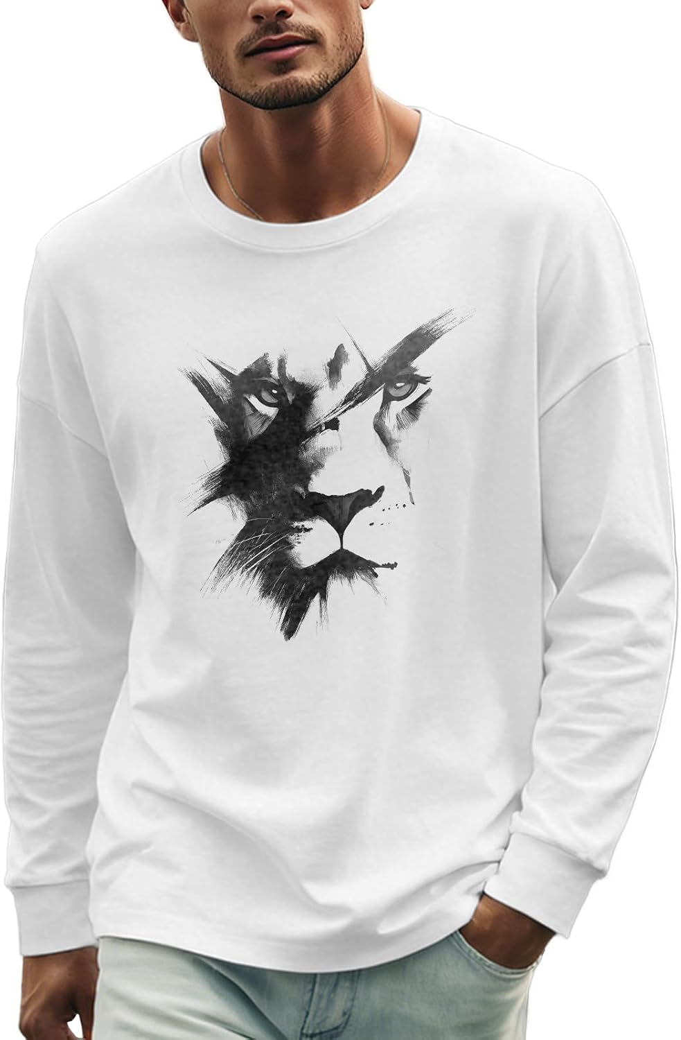 domirica Oversized Solid Cotton Blend Graphic Mens Hoodies Pullover Crewneck Long Sleeve Loose Fit Soft Sweatshirts
