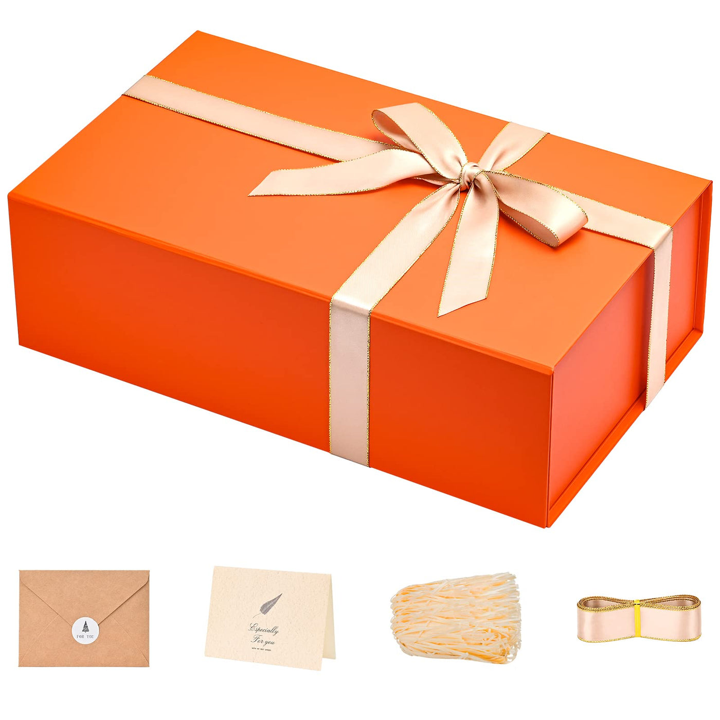 LIFELUM Gift Box 13.5''x10''x4'' Large Gifts Box with Magnetic Lids Black Gift Boxes for Father's Day graduation gifts Contains Card, Ribbon, Filler
