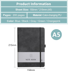 Personalized Notebook Custom Journal Notebook PU Leather A5 Can Customized with Logo/Text/Image- 192 Lined Pages 8.3 x 5.9 Inch, Pen Loop, Elastic Band, Black Hardcover
