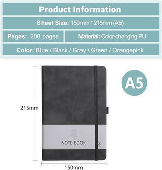 Personalized Notebook Custom Journal Notebook PU Leather A5 Can Customized with Logo/Text/Image- 192 Lined Pages 8.3 x 5.9 Inch, Pen Loop, Elastic Band, Black Hardcover