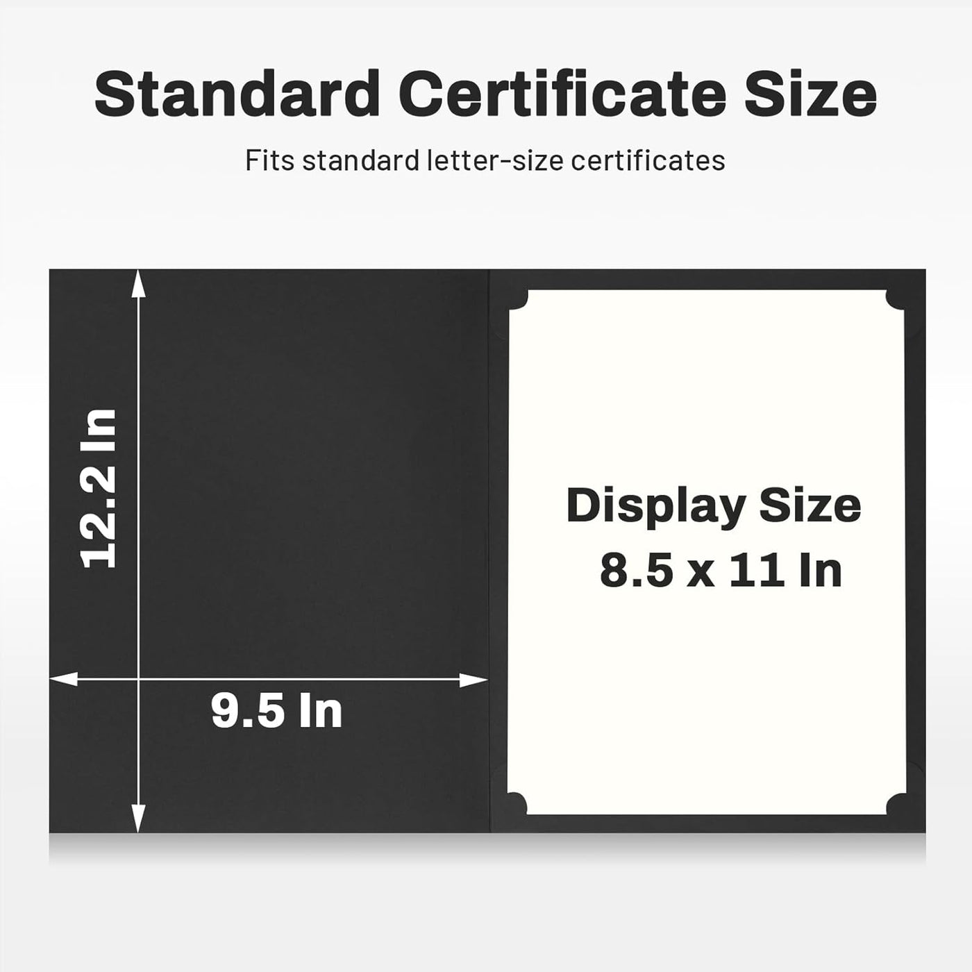 SUNEE 10 Packs Black Certificate Holders, 250gsm, for 8.5x11 Award Certificates, Certificate Covers with Gold Foil Border