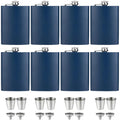 8 pack blue hip flasks