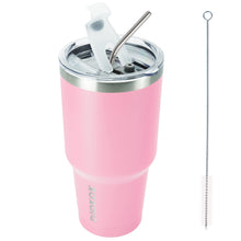 BJPKPK 30oz Stainless Steel Tumbler Color Block Insulated Tumblers Cup with Lid and Straw, Double Walled Travel Coffee Mug,Mint
