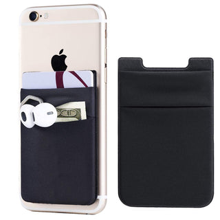 2Pack Adhesive Phone Pocket,Cell Phone Stick On Card Wallet Sleeve,Credit Cards/ID Card Holder(Double Secure) with Sticker for Back of iPhone,Android and All Smartphones-Black