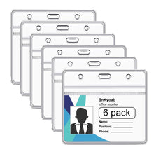 6 Pack Horizontal Badge Holders Plastic with Resealable Zipper, Waterproof ID Card Holder&Name Tag Holder for Office&School, Fits ID Card/Credit Card/Driver’s License (2.4 x 3.7 Inches)