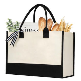shenee Initial Canvas Tote Bag, Personalized Beach Jute Bag Present for Women Holiday,Friends Birthday Gift,Wedding, New Year