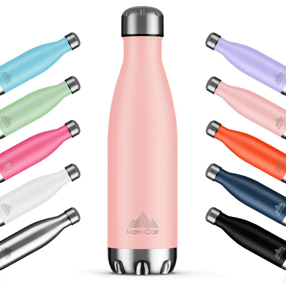 Mont-Clair H2O Stainless Steel Water Bottle, Vacuum insulated - BPA Free, 12h Hot & 24h Cold Drinks, Metal Water Bottle 17oz Leakproof, Ideal for Adult, Kids, Running - Black