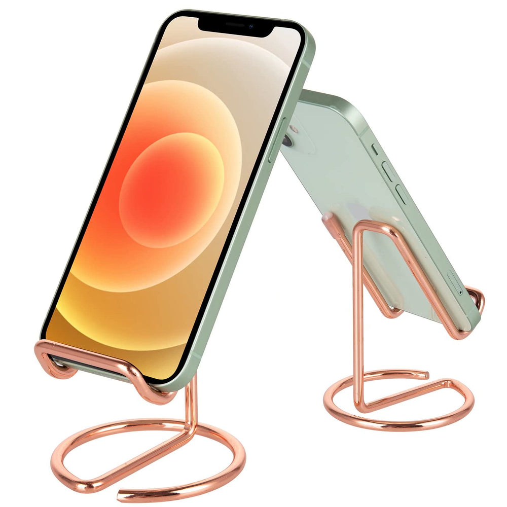 ROPOSY Cell Phone Stand for Desk, Cute Metal Gold Cell Phone Stand Holder Desk Accessories, Compatible with All Mobile Phones, iPhone, iPad