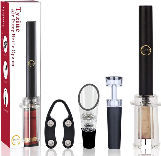 Air Pressure Pump Bottle Opener With Foil Cutter,Aerator Pourer,Vacuum Stopper(4PCS),Simple Cork Remover,Efficient Corkscrew Bottle Opener,Great For Wine Lovers,Perfect Wine Gift.