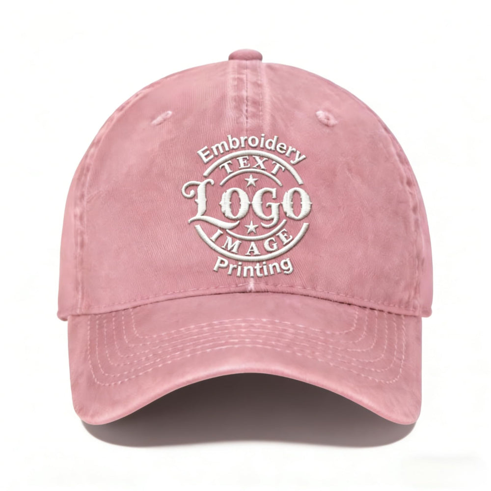 Bulk Custom Hat - Personalized Embroidered & Printed Baseball Cap to Text/Logo, Soft Washed Cotton Breathable Adjustable