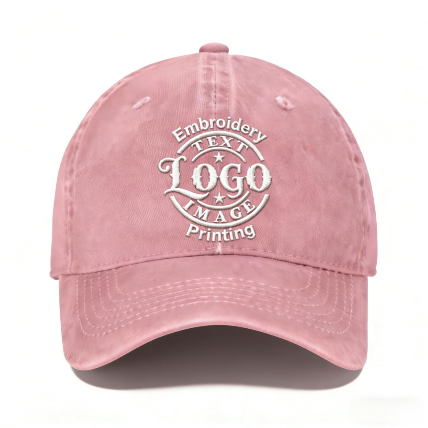 Bulk Custom Hat - Personalized Embroidered & Printed Baseball Cap to Text/Logo, Soft Washed Cotton Breathable Adjustable