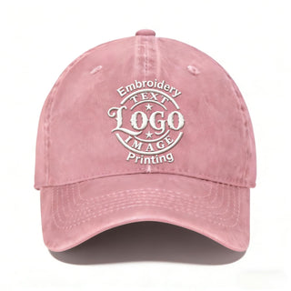 Bulk Custom Hat - Personalized Embroidered & Printed Baseball Cap to Text/Logo, Soft Washed Cotton Breathable Adjustable
