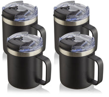 12oz Stainless Steel Insulated Coffee Mug with Handle, Double Wall Vacuum Travel Mug, Tumbler Cup with Sliding Lid, Navy