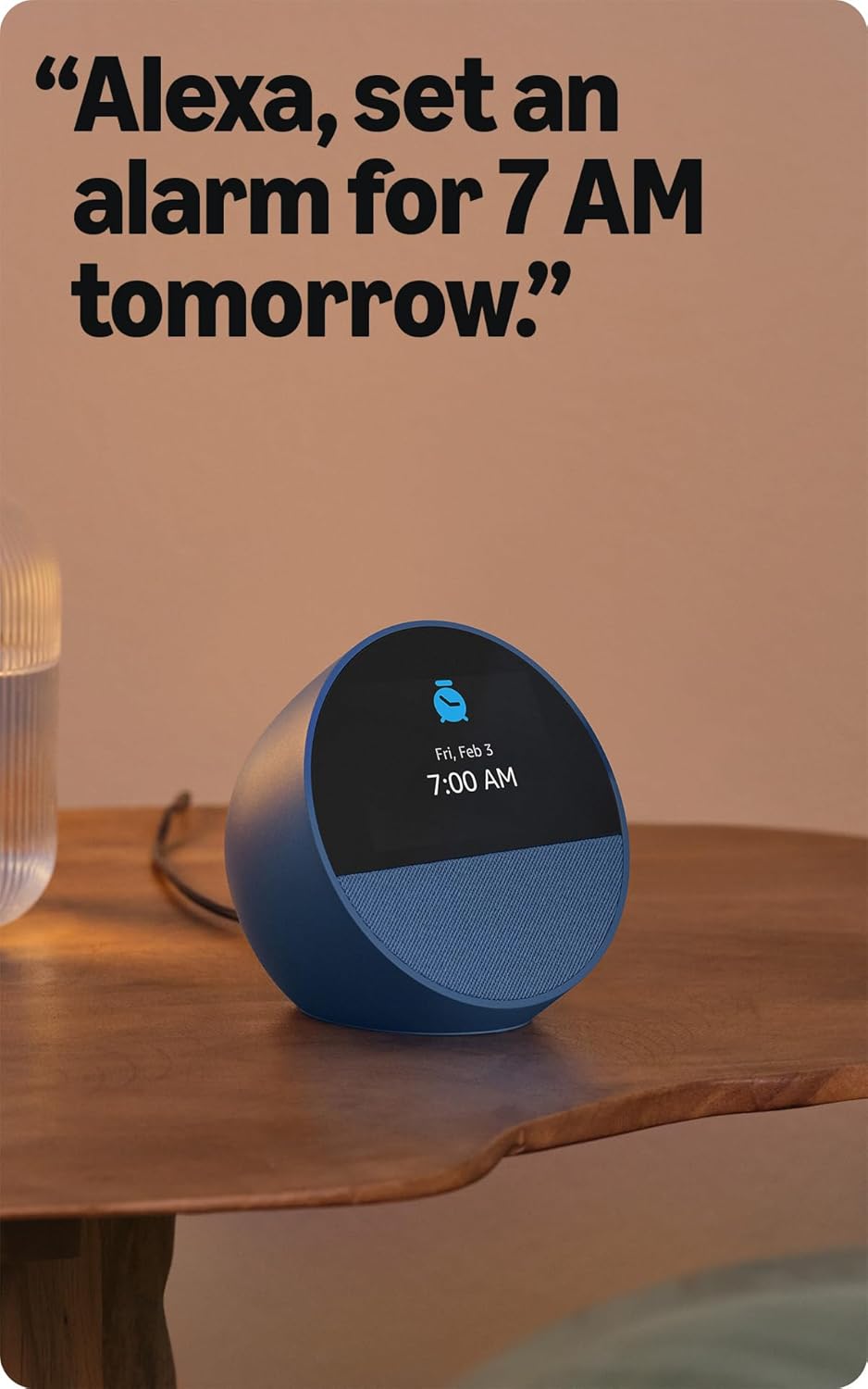 Amazon Echo Spot (newest model), Great for nightstands, offices and kitchens, Smart alarm clock, Designed for Alexa+, Glacier White