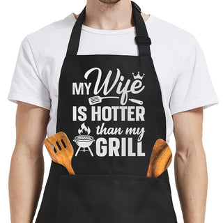 SANDJEST Funny Mens Aprons with Pockets for BBQ Grilling Cooking Grandpa Husband Apron for Birthday Christmas Father's Day