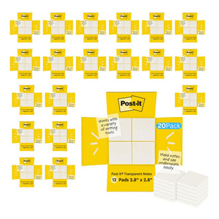 Post-it Transparent Notes, 2.8 in. x 2.8 in., Pastel Sticky Notes, School Supplies, Office Products, Great for Studying, 2 Pads