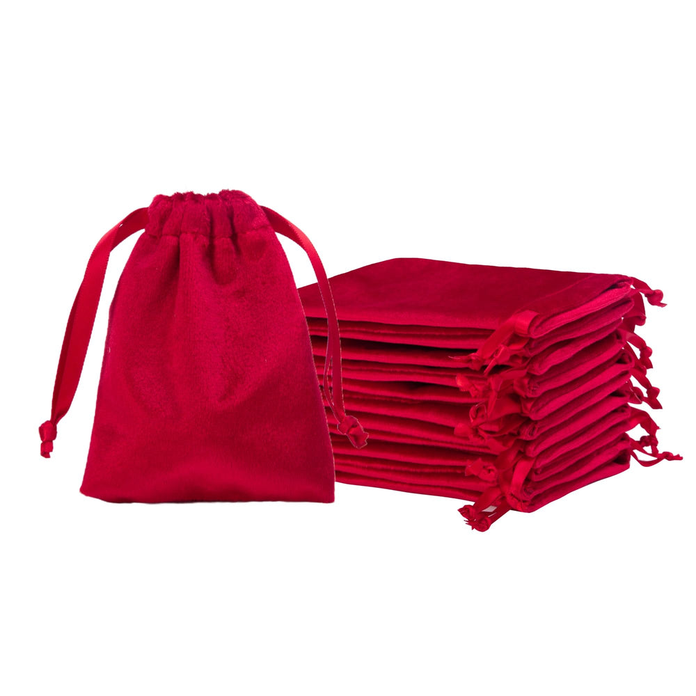 QIANF 12pcs Light Champagne Velvet Drawstring Bags 4x6 inches Glossy Small Velvet Cloth Gift Bags Jewelry Pouches for Storage Wedding Party Favor Christmas