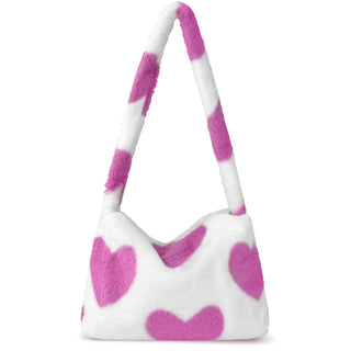 Fuzzy Tote Bag Y2K Fluffy Shoulder Bag Women Furry Purse Large Cute Plush Bag Ladies Faux Fur Bag for Autumn and Winter