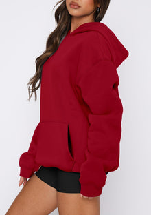 onlypuff Women Hoodies Casual Pullover Long Sleeve Sweatshirt Kangaroo Pocket Drop Shoulder Sweater