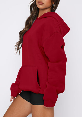onlypuff Women Hoodies Casual Pullover Long Sleeve Sweatshirt Kangaroo Pocket Drop Shoulder Sweater