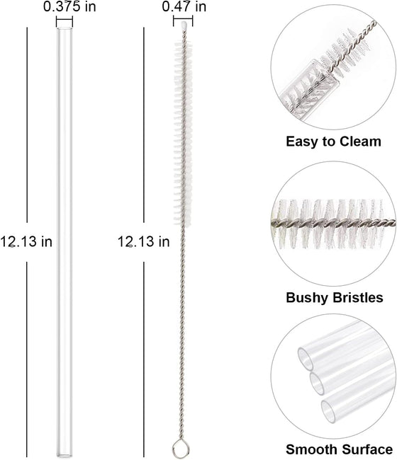 Replacement Straw Compatible with Stanley 40 oz 30 oz Cup Tumbler, 6 Pack Reusable Straw with Cleaning Brush, Plastic, Clear - hover image