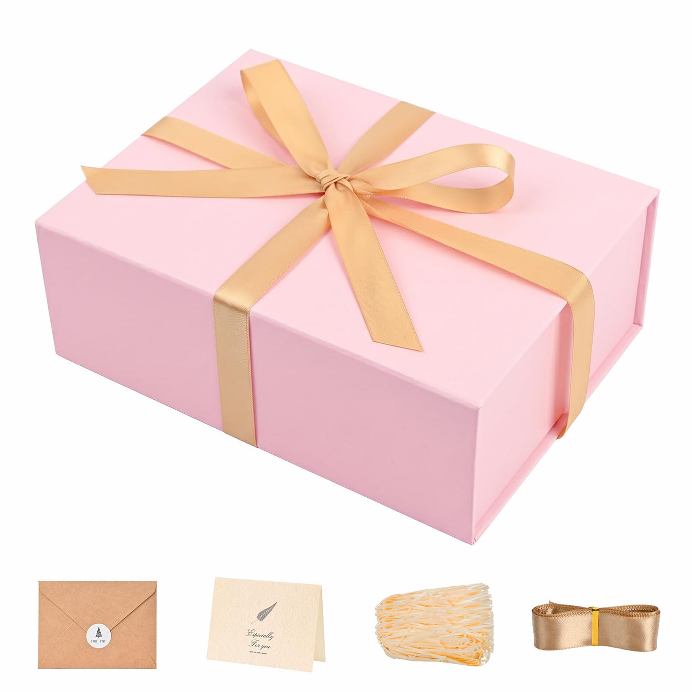 LIFELUM Gift Box 13.5''x10''x4'' Large Gifts Box with Magnetic Lids Black Gift Boxes for Father's Day graduation gifts Contains Card, Ribbon, Filler