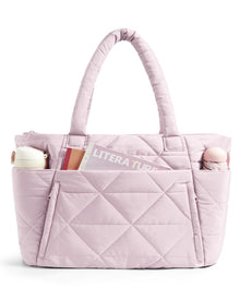 BAGSMART Tote Bag for Women, Puffer Tote Bag with Zipper, Large Quilted Shoulder Bag with Compartments for Travel, Work, Gym