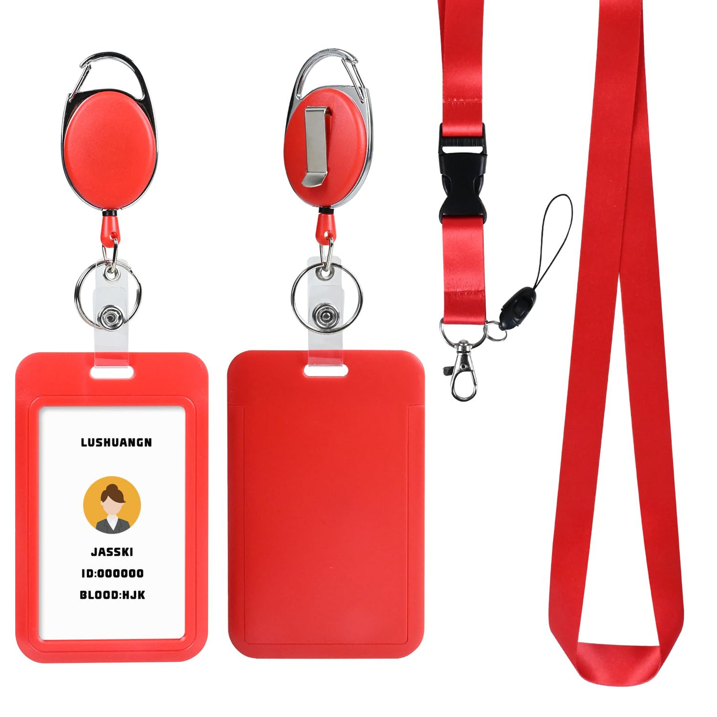 Retractable ID Badge Holder with Breakaway Lanyard,Heavy Duty Badge Reel,Detachable Keychain, Cruise Ship Cards Holder,for Nurse Officer Teacher Security Staff Women Men