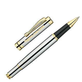 BEILUNER Ballpoint Pens, Stunning Black Chrome Metal Pen with Golden Trim, Best Ball Pen Gift Set for Men & Women, Professional, Executive, Office, Nice Pens-Gift Box with 0.5mm Black Extra Refill