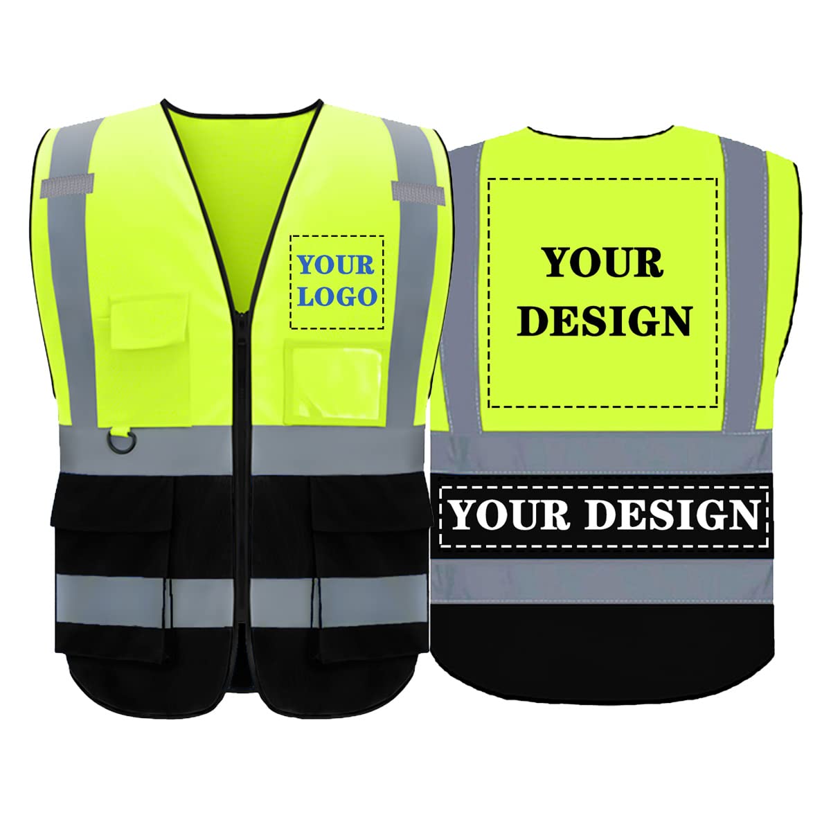 BeautyWill Custom Safety Vest Logo Class 2 High Visibility Reflevtive Vest Outdoor Protective Workwear