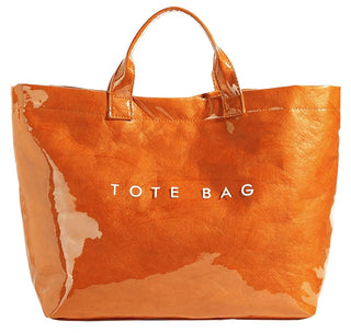 Lushandy PVC Tote Bag Women's Letters Print Hobo Handbag 14L Waterproof Plastic Tote Purse for Work, Beach, Shopping