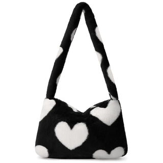 Fuzzy Tote Bag Y2K Fluffy Shoulder Bag Women Furry Purse Large Cute Plush Bag Ladies Faux Fur Bag for Autumn and Winter