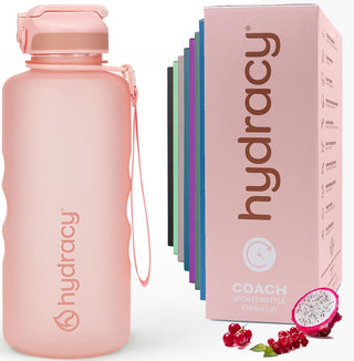 Hydracy Water Bottle with Time Marker -Large BPA Free Water Bottle & No Sweat Sleeve -Leak Proof Gym Bottle with Times to Drink - Ideal for Fitness Sports & Outdoors