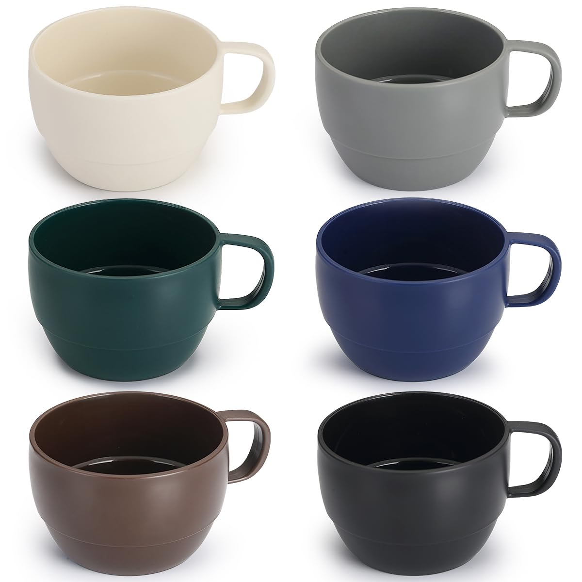 Coffee Mugs Set of 6, Coffee Cups 12oz, Durable Light Weight Plastic Mugs for Home, Outdoor, Picnic, Camping, Idea Birthday Gift