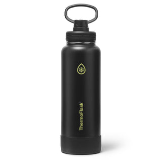 ThermoFlask Stainless Steel Water Bottles 2-Pack - Double-Wall Vacuum Insulated 24 oz BPA-Free Spout Lids - Keeps Drinks Cold 24 Hrs, Hot 12 Hrs - Leakproof, Dishwasher Safe, White/Coral