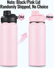 Fijinhom 18 oz Insulated Water Bottle with Handle, 304 Stainless Steel Water Bottles with Wide Mouth, Double Wall Vacuum Sports Water Bottle, BPA Free, Keep Cold and Hot, Pink