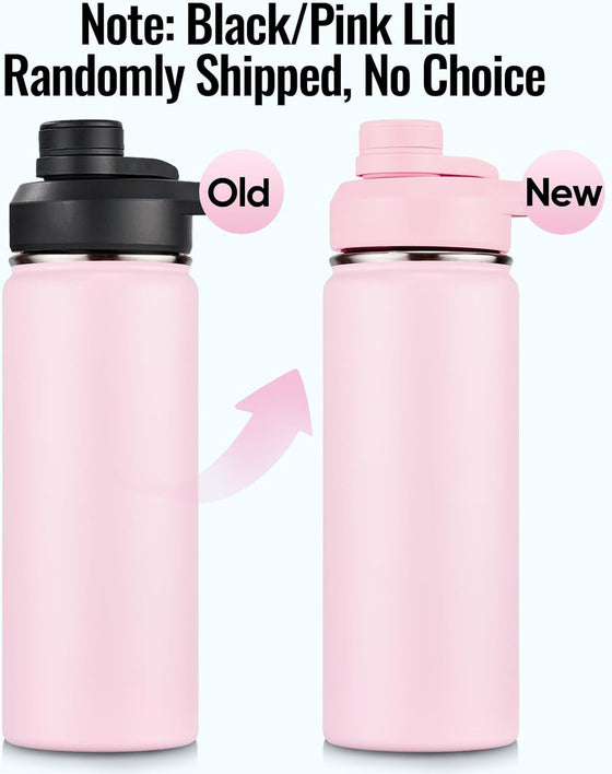 Fijinhom 18 oz Insulated Water Bottle with Handle, 304 Stainless Steel Water Bottles with Wide Mouth, Double Wall Vacuum Sports Water Bottle, BPA Free, Keep Cold and Hot, Pink - hover image