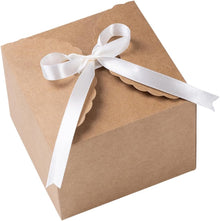NovaPuff 10 Pack Eco-Friendly Gift Boxes,Small Brown Box with Ribbon, Foldable Paper Boxes for Weddings/Holidays/Birthdays/Business Packaging