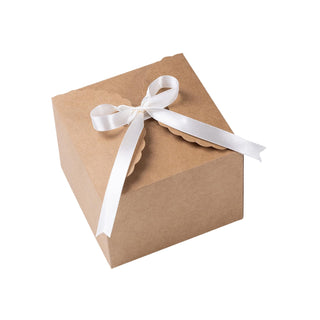 NovaPuff 10 Pack Eco-Friendly Gift Boxes,Small Brown Box with Ribbon, Foldable Paper Boxes for Weddings/Holidays/Birthdays/Business Packaging
