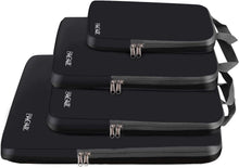 BAGAIL 4 Set/6 Set/8 Set Compression Packing Cubes Travel Accessories Expandable Packing Organizers (Half Mesh, 6-Black)