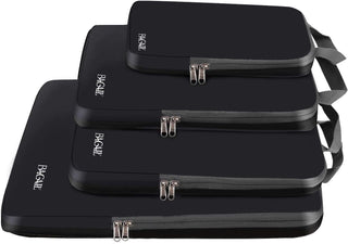 BAGAIL 4 Set/6 Set/8 Set Compression Packing Cubes Travel Accessories Expandable Packing Organizers (Half Mesh, 6-Black)